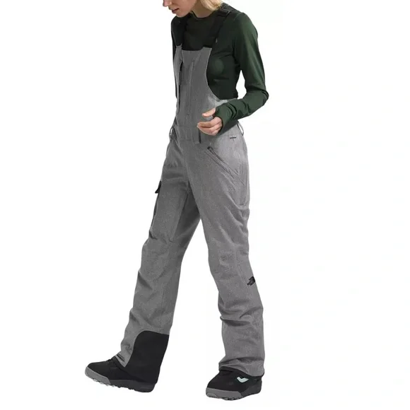 🦋THE NORTH FACE Freedom Insulated Bib Womens Pants Medium Grey Heather SzLarge - Picture 5 of 14